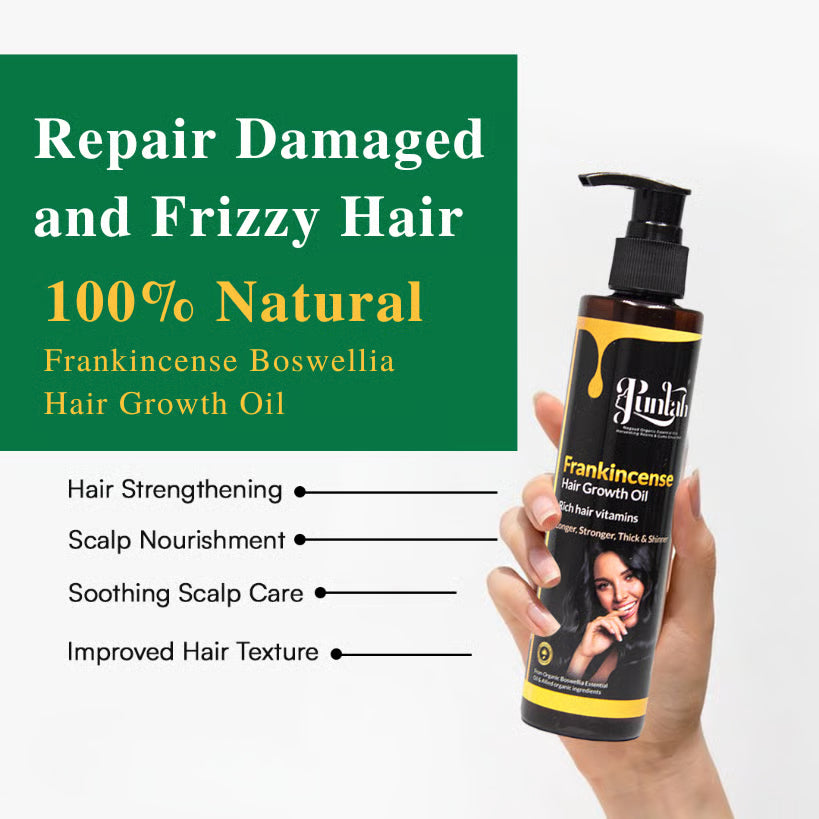 Frankincense essential oil bottle with benefits listed: relaxation, skin support, meditation, breathing, and mental clarity.